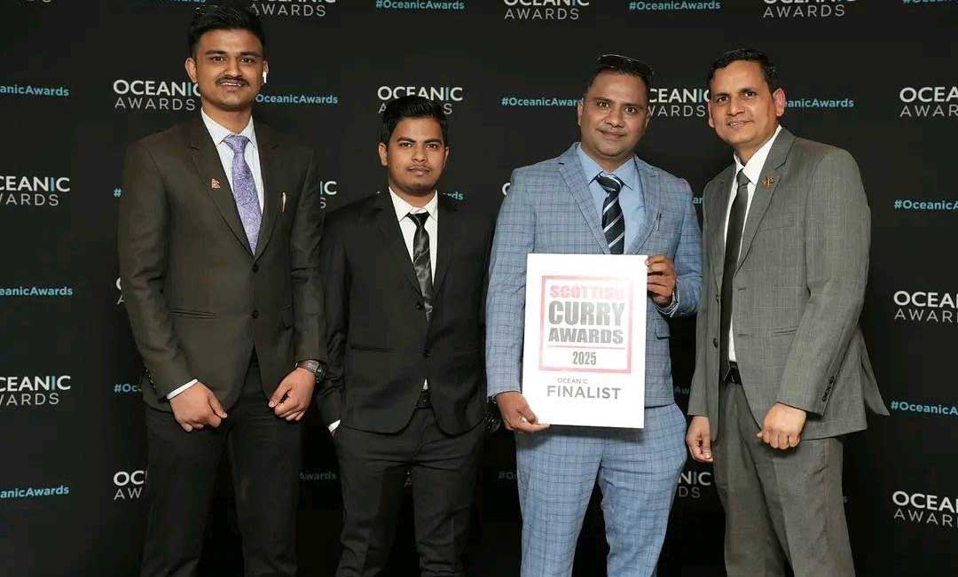 The Dine restaurant Scottish Curry Awards 2025 finalist certificate.